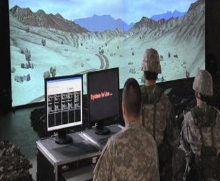 Terrain projection screen in the simulator bay